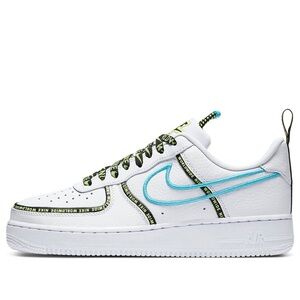 Nike Air Force 107 premium worldwide Low White with Blue Swoosh &Neon Green Trim